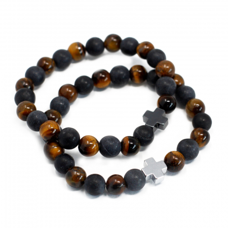 Bratari - Set Bratarile Prieteniei, Putere, Ochi de Tigru si Black Stone, 2 buc