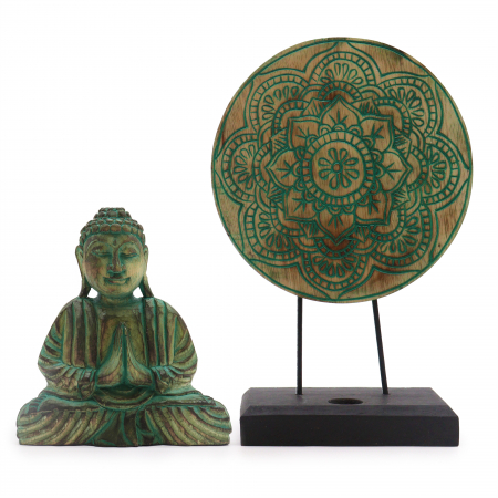 Buddha - Set Decoratiune Buddha Feng Shui, Mandala Verde