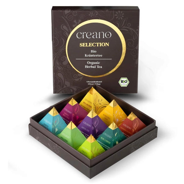Ceaiuri artizanale - Creano Ceai Organic  Tea Set Cadou 9 Piramide, Fructe si Condimente
