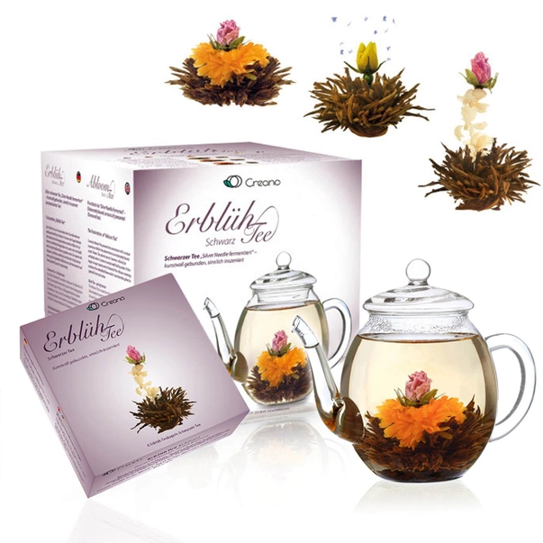 Blooming Tea/ Ceaiuri care infloresc - Set Ceai Negru Blooming Tea Flowers Mix cu Ceainic