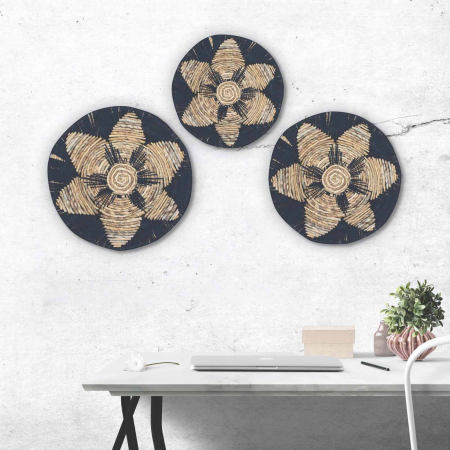 Decoratiuni de perete - Set 3 decoratiuni de perete din iarba de mare, Negru