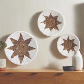 Decoratiuni de perete - Set 3 decoratiuni de perete din iarba de mare, Alb