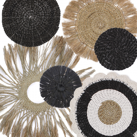 Decoratiuni de perete - Set 6 decoratiuni de perete din rafie Abu-Abu