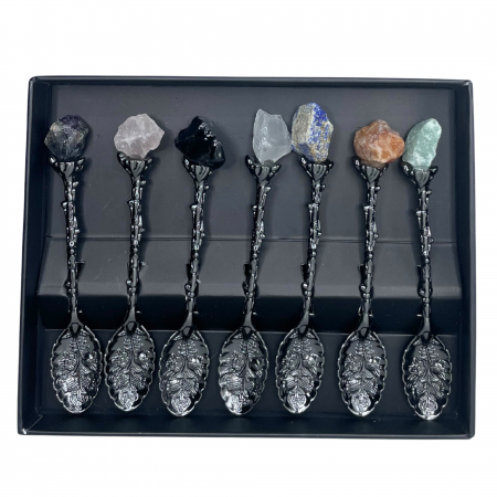 Diverse obiecte - Set 7 Linguri Magice cu Cristale, Argintiu Inchis