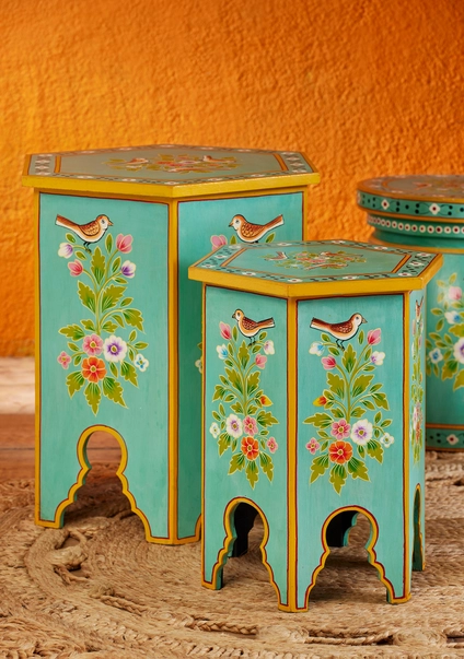 Mic mobilier - Set Mese Hexagonale Pictate Manual Panchi