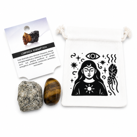 CRISTALE - Set Pietre pentru curatare energetica cu Ochi de Tigru si Turmalina Neagra