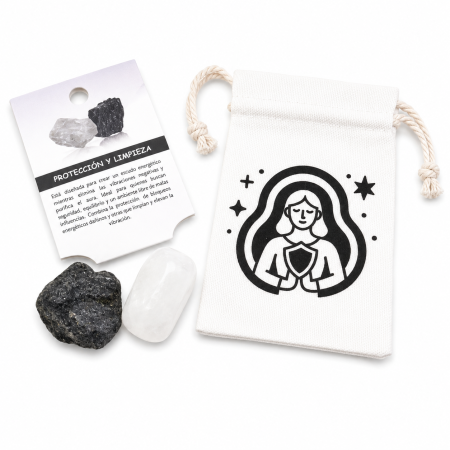 CRISTALE - Set Pietre pentru protectie si purificare cu Turmalina Neagra si Selenit