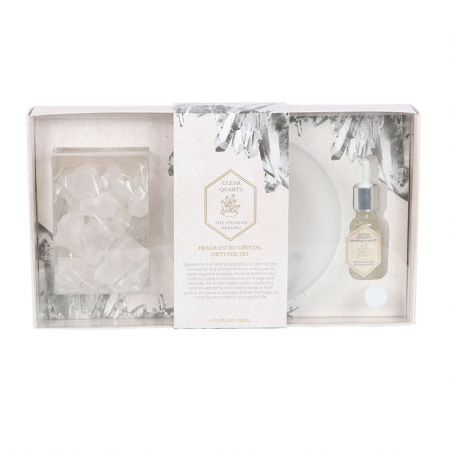 Claritate - Set Cristale din Cuart Transparent, Ulei Esential si Tavita