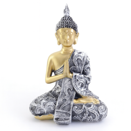 Buddha - Statueta Buda Gautama argintiu 20 x 14 x 7 cm