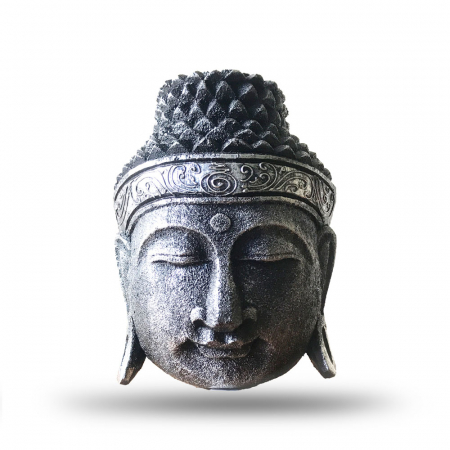 Buddha - Statueta Cap Buddha, 25 cm, Argintiu