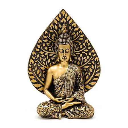 DECORATIUNI - Statuie Buddha in Meditatie cu Frunza Bodhi