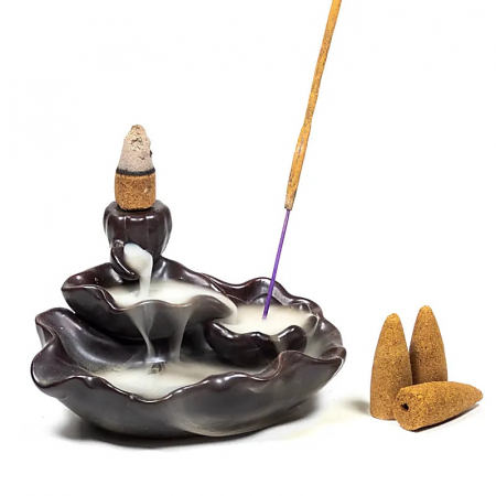 Suporturi si decoratiuni - Suport Conuri Parfumate si Betisoare Parfumate tip Fantana de Fum, Lotus