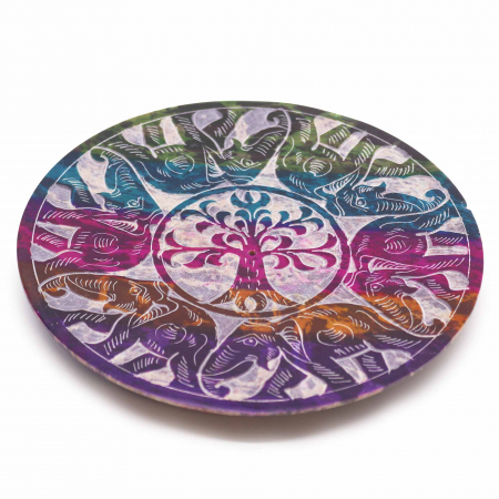 Suporturi si decoratiuni - Suport Betisoare Parfumate, Copacul Vietii si Elefanti, 12 cm
