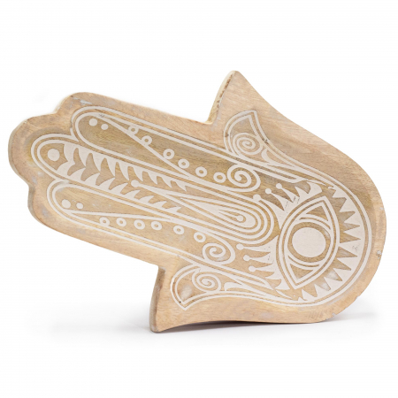 Boluri si Tavi de lemn - Tava Hamsa, 30 x 20.5 cm, lemn de mango