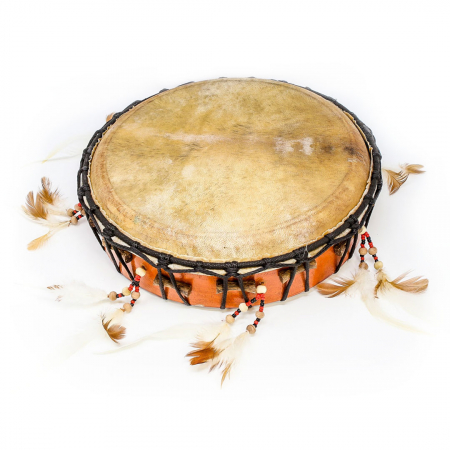 Tobe - Toba samanica de mana decorata, 30 cm, piele de capra