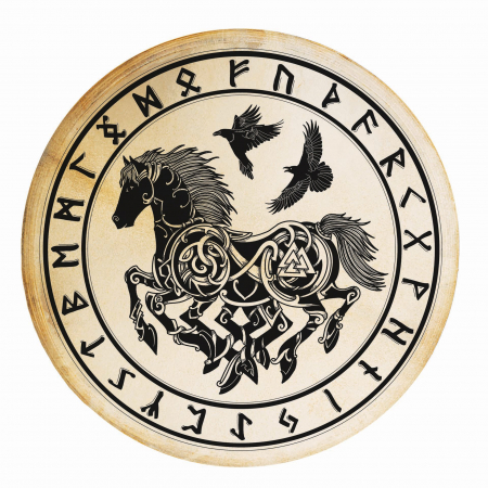 Tobe - Toba samanica Sleipnir rune - piele capra 40cm