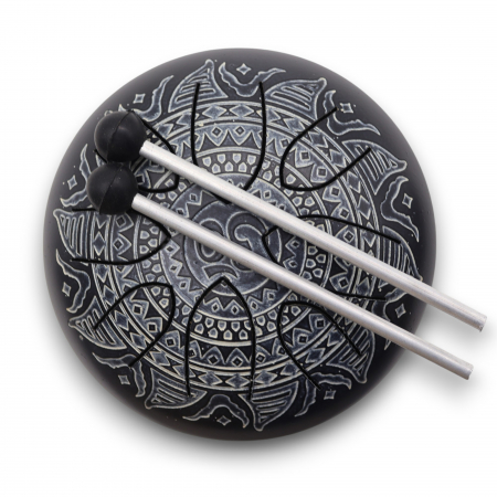 Tobe - Toba metalica sculptata cu 8 note, simboluri Ohm si Mandala, handpan