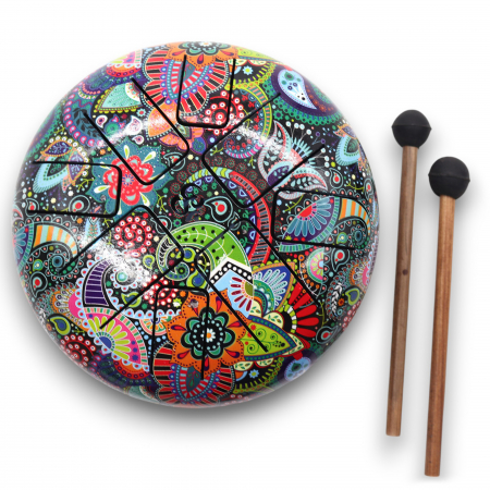 Toba metalica sculptata cu 8 note, multicolora, handpan, 18 cm [2]