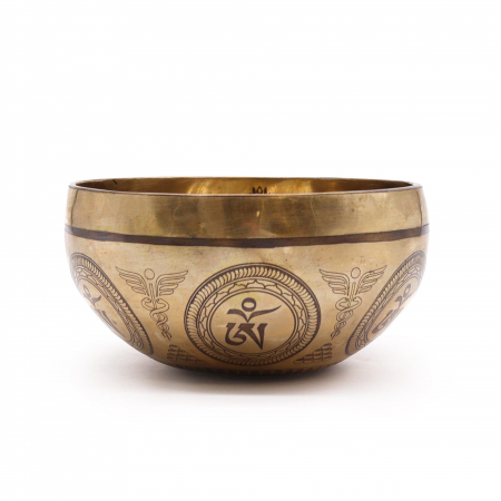 Boluri tibetane - Bol Tibetan cantator cu Argint, Buddha - Arborele Bodhi, 16 cm