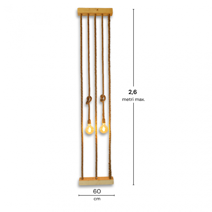 Decor LUMENO din LED, franghii si lemn, perete separator camera, balustrada scara [10]