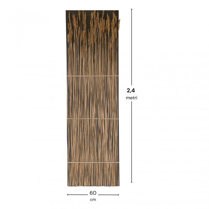 Panou decorativ de perete ARUNDO, din stuf si placaj MDF negru [7]