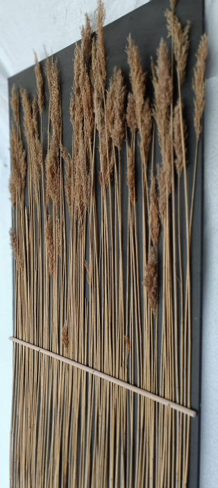 Panou decorativ de perete ARUNDO, din stuf si placaj MDF negru [6]