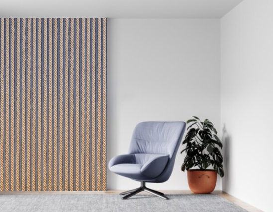 Panou riflaj decorativ FUNIS, din franghie, placaj din MDF negru [4]