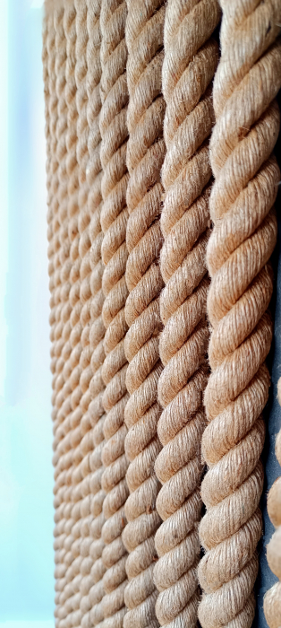 Panou riflaj decorativ FUNIS, din franghie, placaj din MDF negru [2]