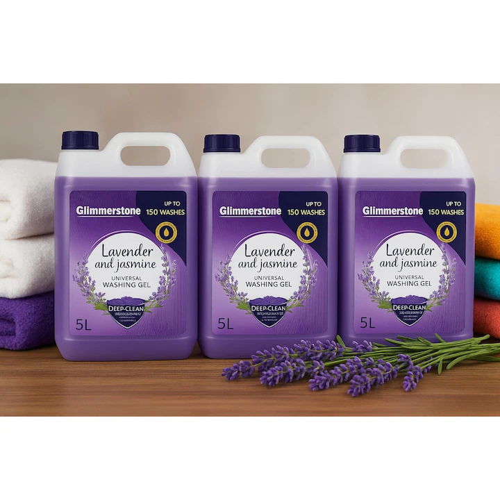 Detergent gel universal Glimmerstone, 15 litri, set 3 buc, lavandă și iasomie, 450 spălări [1]
