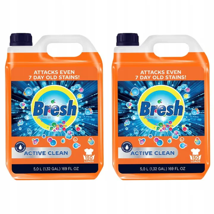 Detergent Rufe Universal Automat Bresh Germania 2x5 litri - Acest produs este conceput pentru spalarea hainelor albe si colorate. Ingredientele sale protejeaza fibrele de deteriorare, incaruntire si d [1]