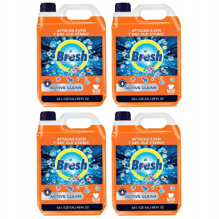 Detergent Rufe Universal Automat Bresh Germania 4x5 litri -Acest produs este conceput pentru spalarea hainelor albe si colorate. Ingredientele sale protejeaza fibrele de deteriorare, incaruntire si de [1]