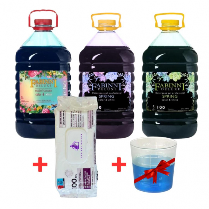 Detergent Univesal Gel Automat Color&White 3x5 L Spring/fresh/BlackX -300 spalari+Servetele cu bicarbonat si otet+dozator gratuit+Transport gratuit [1]