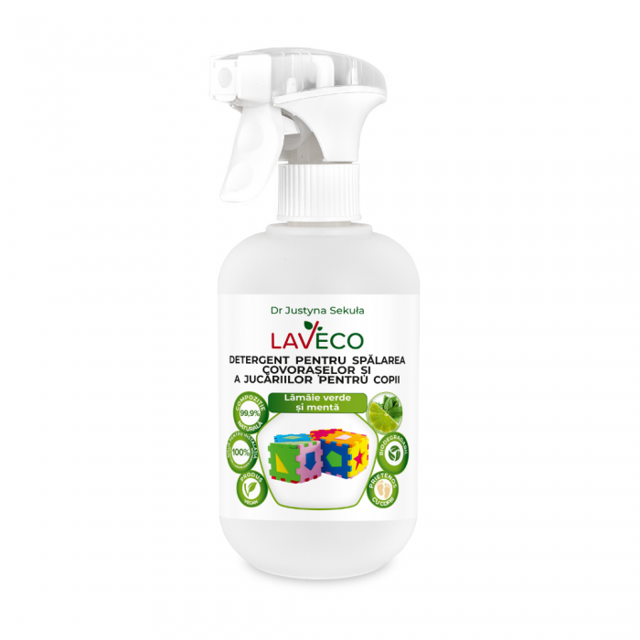 Solutie bio (100%Naturala) pentru curățarea spatiilor de joaca pt copii,covorașelor și jucăriilor - 0,5 l - lămâie verde și mentă-LavEco [2]