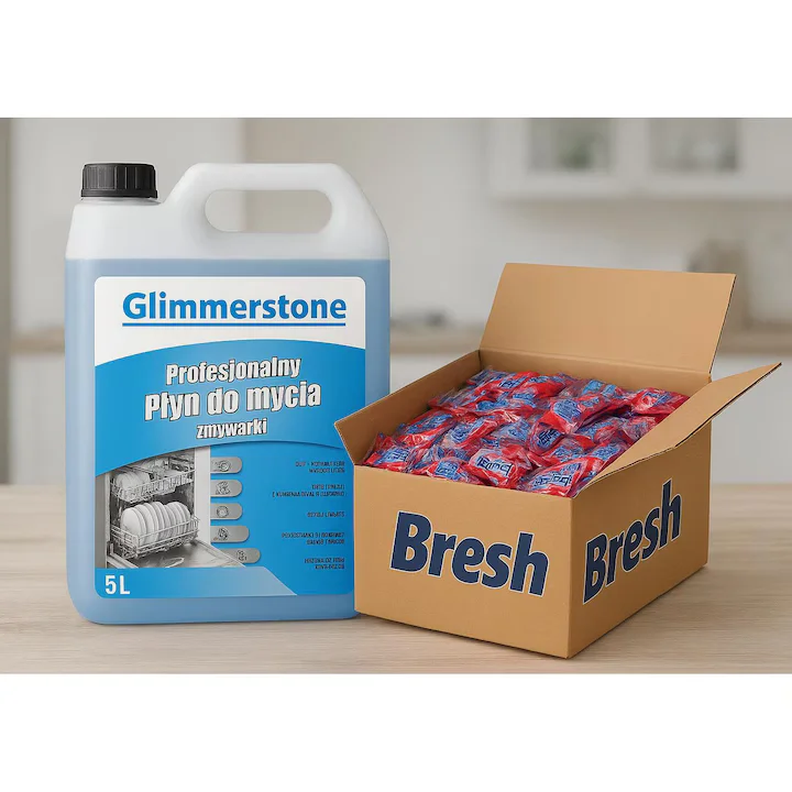 Tablete pentru masina de spalat vase 12 in 1 Bresh Germania 500 buc+Detergent pentru masina de spalat vase Glimmerstone 5 l pt intretinerea masinii, eliminarea calcarului si improspatarea masinii [2]