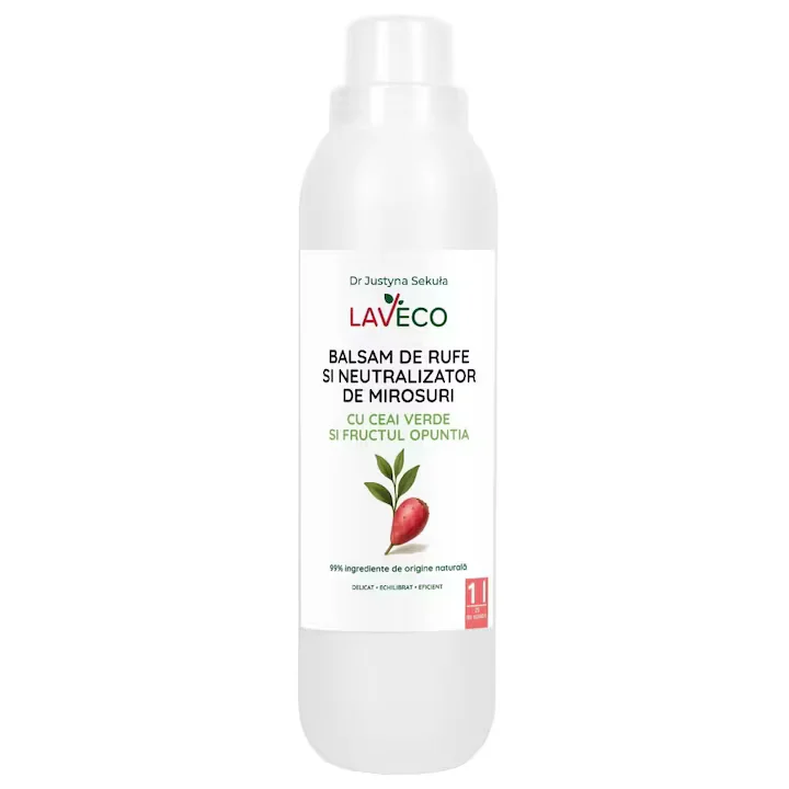 Produse BIO - Balsam de rufe si Neutralizator Bio (99.9 % natural) cu aroma de ceai verde fructul opuntia 1litru-25 spalari- inmoaie tesaturile, netezeste fibrele, revitalizeaza culorile, clateste resturile de dete