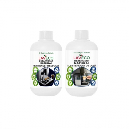 Produse BIO - Detartrant Natural pentru aparatele de cafea - 0,5 l-DeLonghi, Philips, Siemens, Krups, Saeco, Bosch etc. +Solutie naturala pentru curățarea sistemului de lapte a aparatelor de cafea - 0,5 l