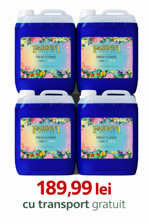 Promo - Detergent Gel Premium 4X5 L Fabinni Deluxe Fresh-400 spalari Color&White