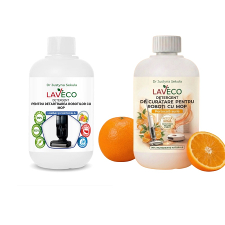 Produse Curatenie - Pachet Detergent pentru Aspirator Robot cu Mop portocale si detergent pentru detartrarea  roboșilor cu mop compatibil cu orice Robot-formula noua cu parfum mai intens!-hipoalergenic! 2 X 0, 5 L