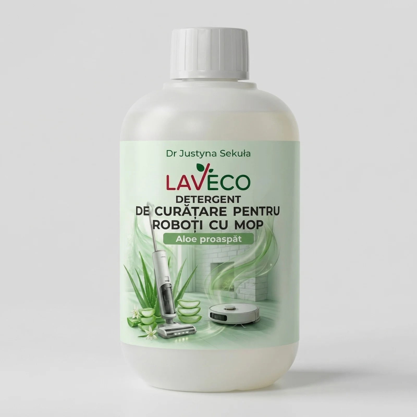 Produse Curatenie - Detergent pt Aspirator Robot cu Mop si Mopuri Bionice formula noua -parfum mai intens cu Aloe Vera-compatibil cu orice Robot-0, 5 L