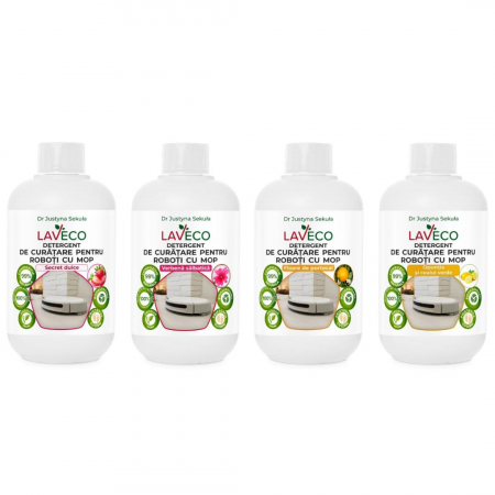 Produse BIO - Detergenti pentru aspirator robot cu functie de mop  Universal compatibil cu orice robot cu mop -4 BUC X 0.5 ML(100% natural) - (400 spalari) LavECO-sigur pt copii si animale ,hipoalergenic
