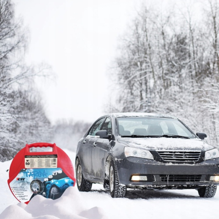 Lanturi de zapada pentru roti R13 R14 R15 R16 antiderapante nr. 50 setul contine-, Manusi, Instructiuni, Covoras pentru genunchi, Lant x2 buc. Material: otel Dimensiunea zalelor lantului de zapada 12 [4]