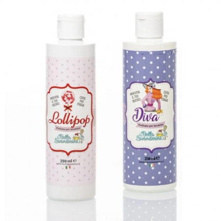 Esente parfum rufe - Pachet 2x250 ml (100 spalari) Esente de parfum pentru rufe Diva si Lollipop