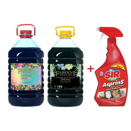 PRODUSE - Pachet 2x5 L Detergent FabinniDeluxe Spring+Fresh+1 Solutie pete+transport gratuit!