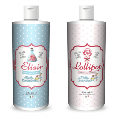 Esente parfum rufe - Pachet 2x500 ml (200 spalari) Esente parfum pentru rufe Italia Elisir si Lollipo