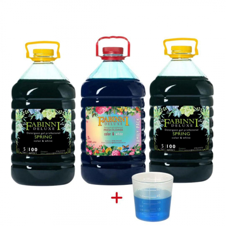 PRODUSE - Pachet 3x5 L Detergent FabinniDeluxe SprinG+Fresh+dozator cadou+transport gratuit!