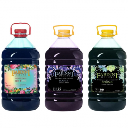 PRODUSE - Pachet 3x5 L Detergent Gel Universal Automat FabinniDeluxe Spring+Fresh+Black X+dozator gratuit+transport gratuit