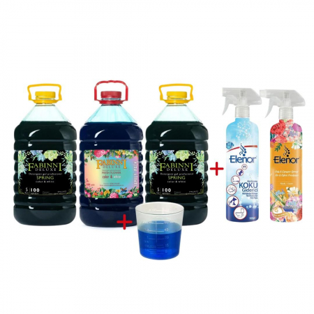 Pachete Avantajoase - Pachet 3x5L Detergent FabinniDeluxe Spring/Fresh+2 buc x500 ml Parfum camera si textil Eleonor+dozator cadou!!