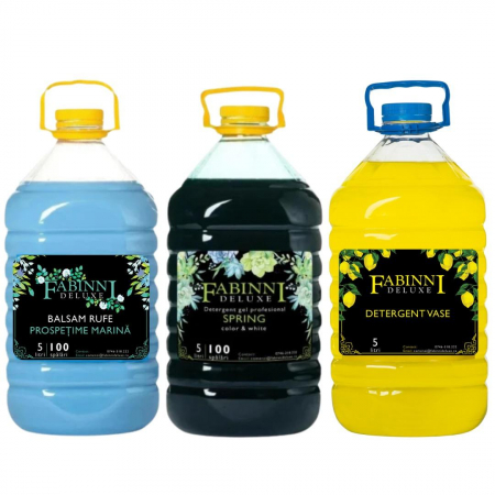PRODUSE - Pachet Detergent Gel Spring Universal Automat 5L+ Detergent Vase 5L+Balsam Rufe Fresh Marin 5 L+transport gratuit!
