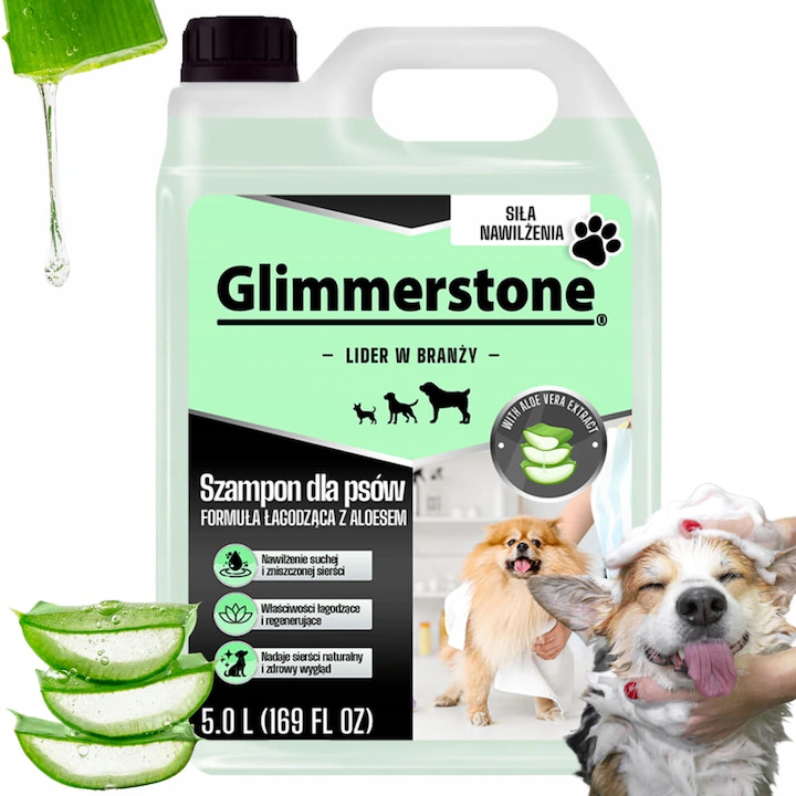 Produse BIO - Sampon pentru caini Fabinni Deluxe, 5L, cu extract de aloe vera, pentru toate tipurile de blana si piele, inodor