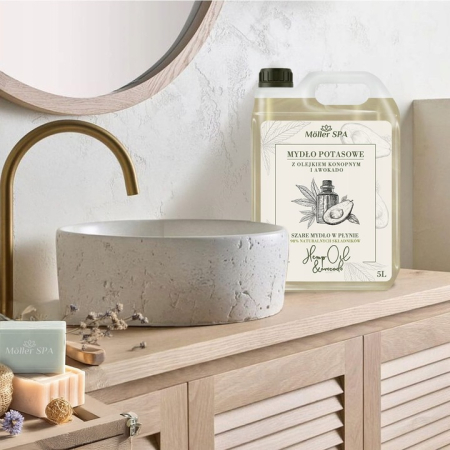 Sapun Natural pentru maini si corp cu Potasiu, ulei de Cannabis si avocado 5 litri-98% ingrediente naturale-Sapunul de potasiu este cunoscut pentru blandetea sa, fiind ideal pentru ingrijirea pielii s [5]